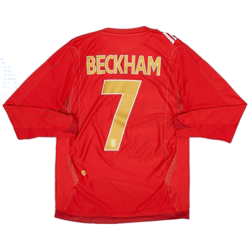 2006-08 England Away L/S Shirt Beckham #7 - 5/10 - (S)