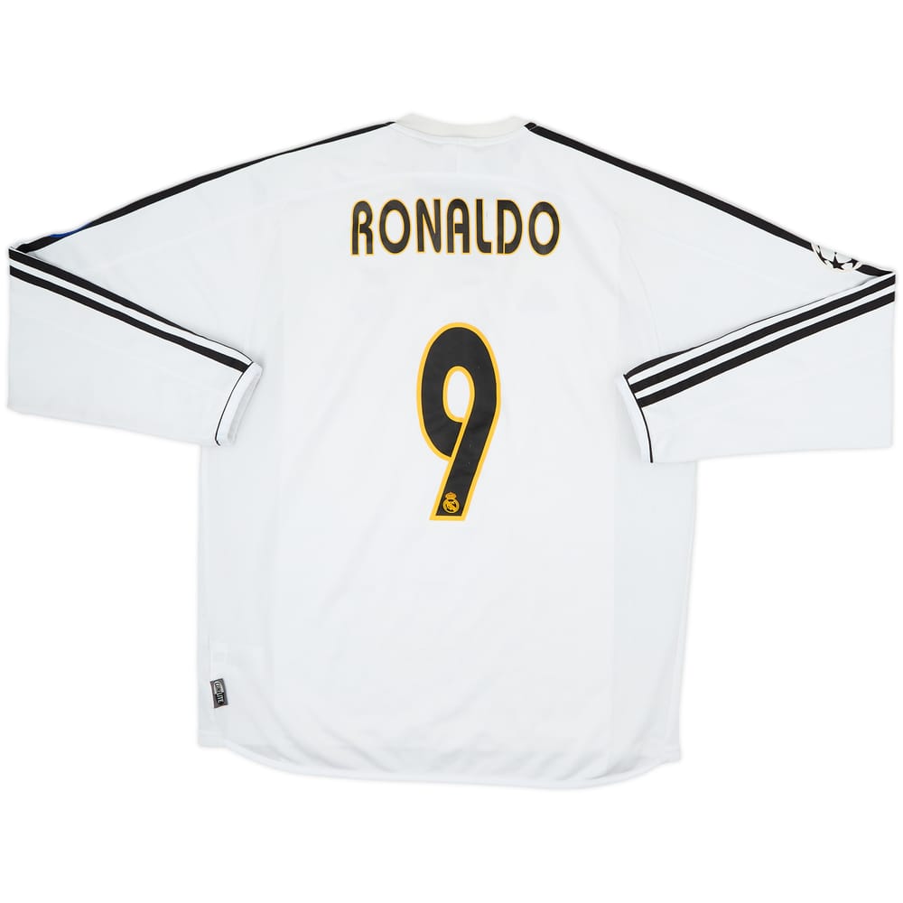 2003-04 Real Madrid Home L/S Shirt Ronaldo #9 - 7/10 - (L)
