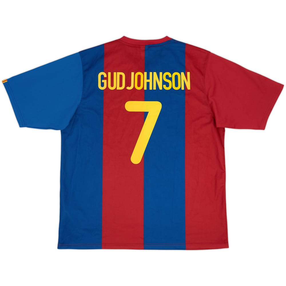 2007-08 Barcelona Basic Home Shirt Gudjohnson #7 - 8/10 - (XL)