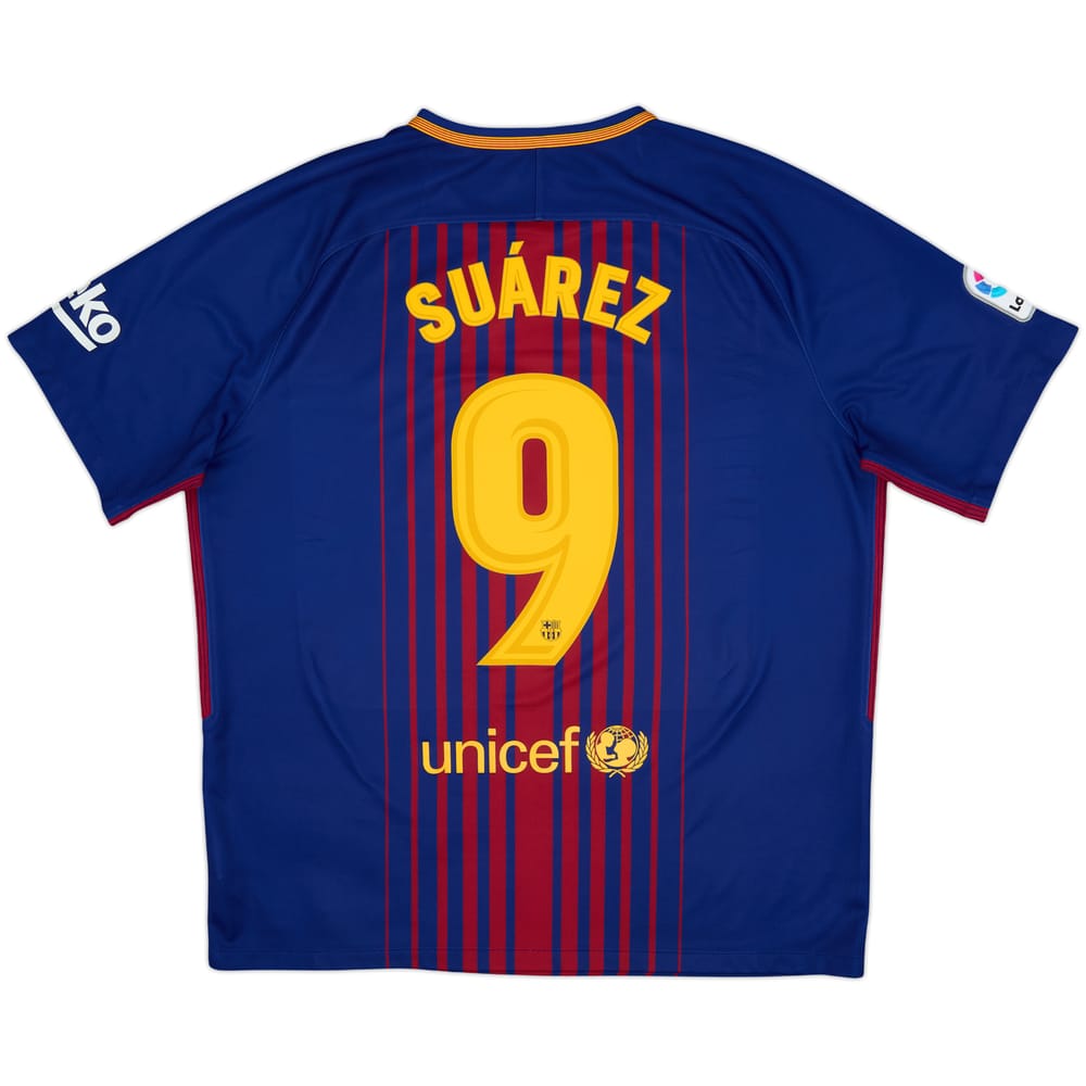 2017-18 Barcelona Home Shirt Suarez #9 - 8/10 - (XL)