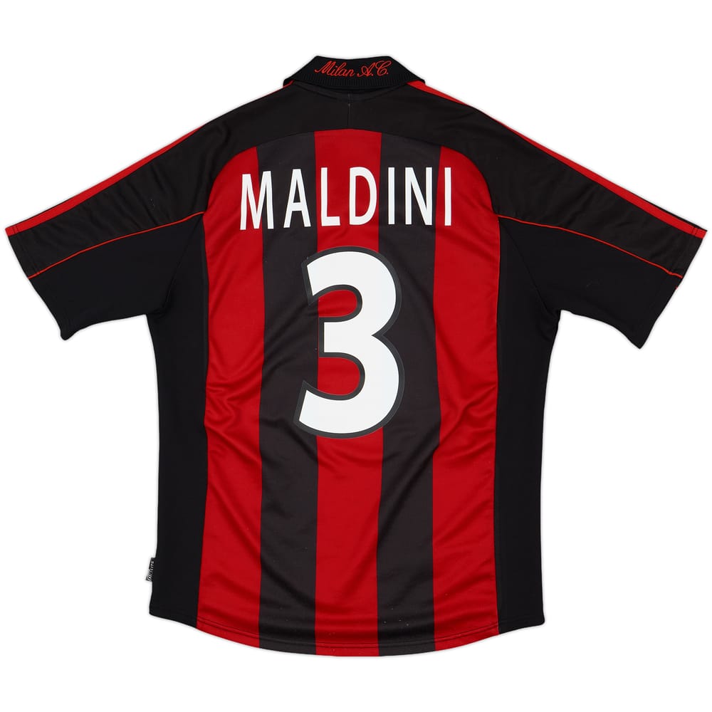 2000-02 AC Milan Home Shirt Maldini #3 - 8/10 - (M)