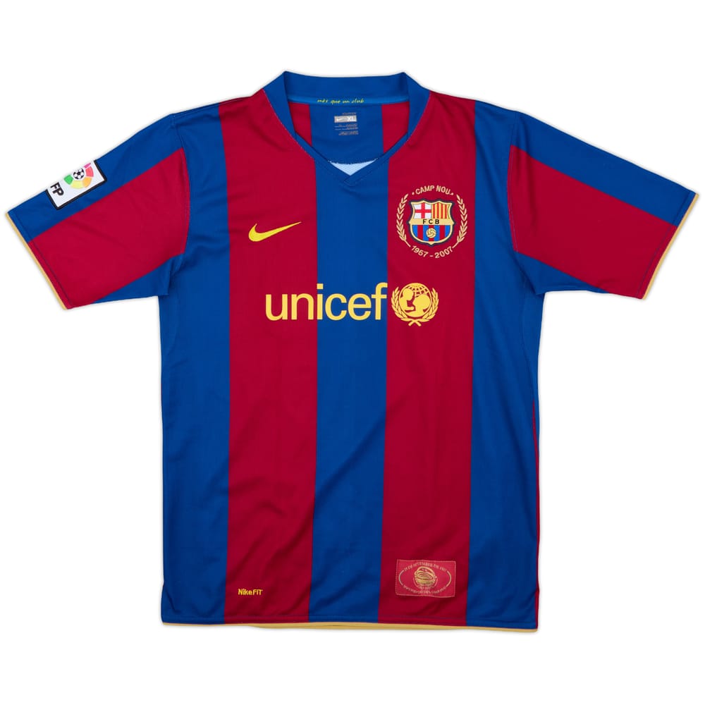 2007-08 Barcelona Home Shirt - 8/10 - (XL.Boys)