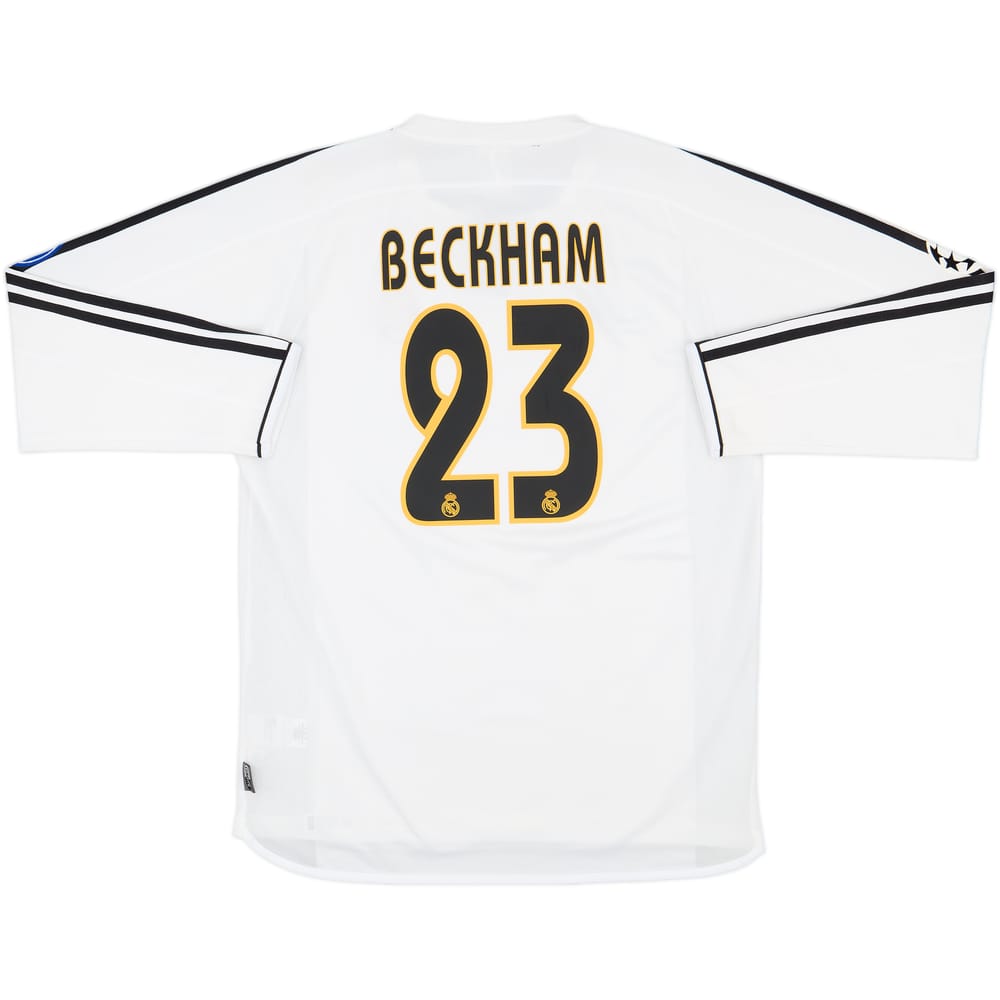 2003-04 Real Madrid Home L/S Shirt Beckham #23 - 8/10 - (L)