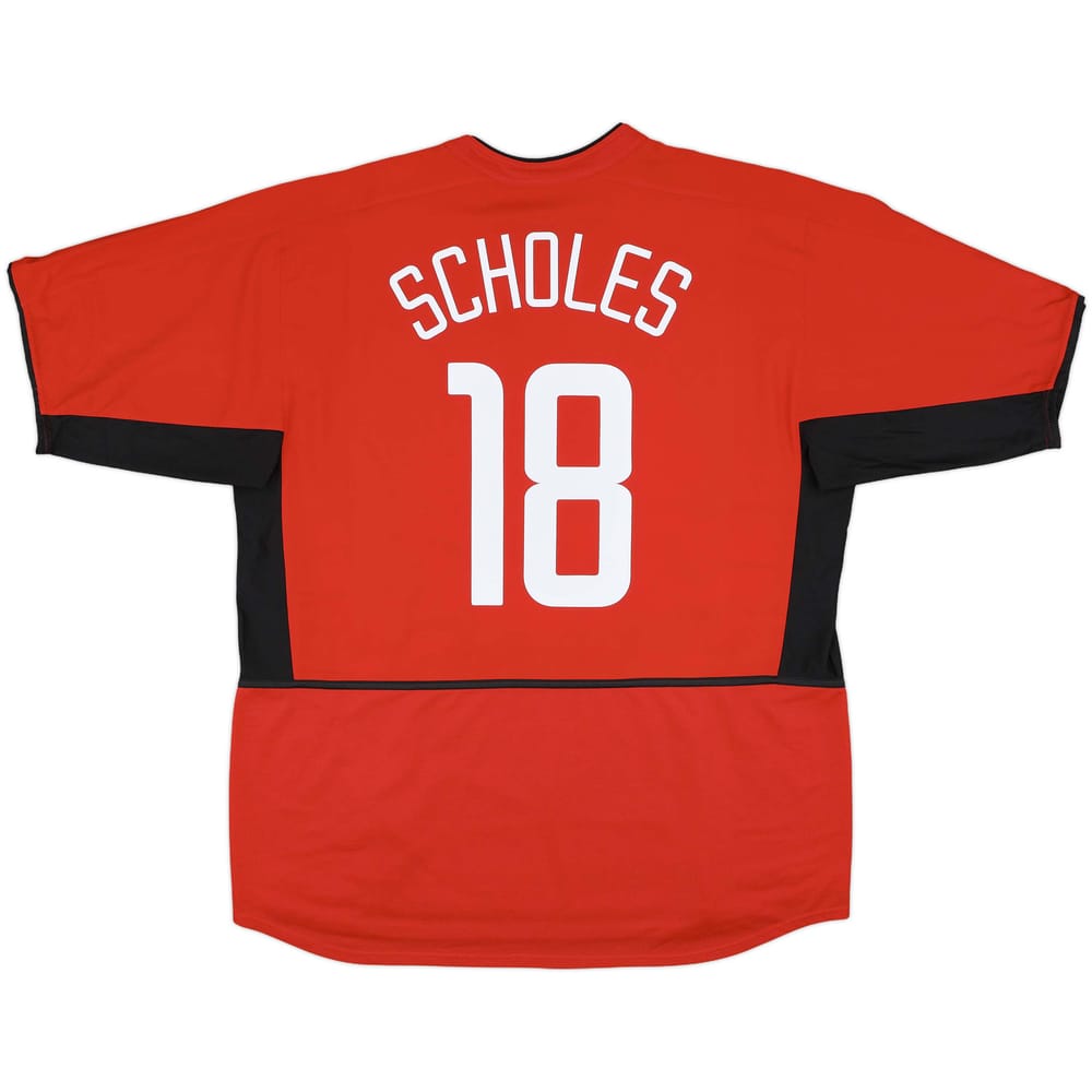 2002-04 Manchester United Home Shirt Scholes #18 - 9/10 - (XXL)