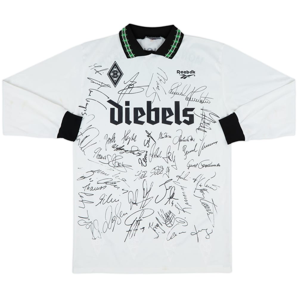 1995-96 Borussia Monchengladbach 'Squad Signed' Home L/S Shirt - 7/10 - (M)