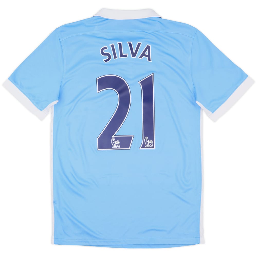 2015-16 Manchester City Home Shirt Silva #21 - 8/10 - (S)