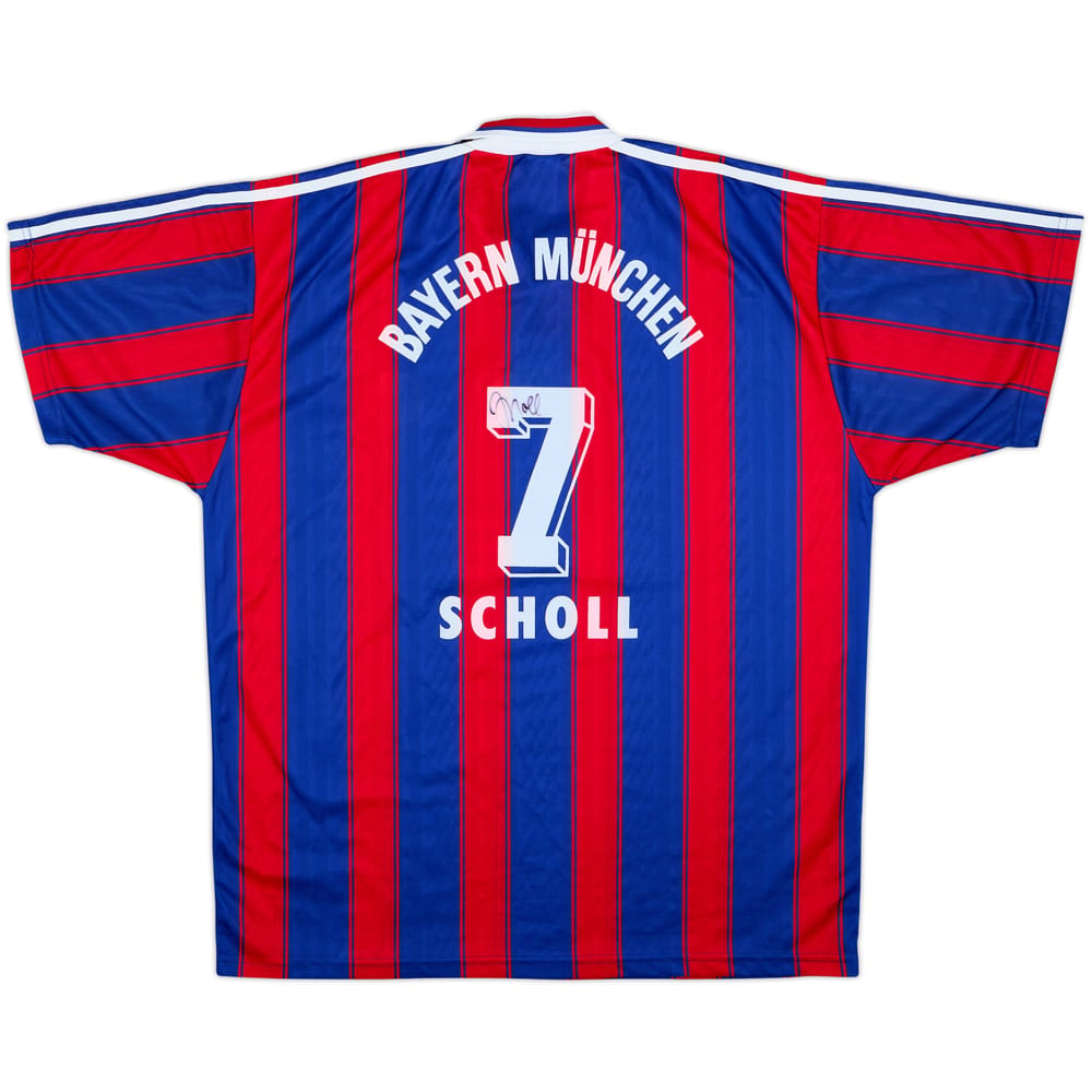 1995-97 Bayern Munich Signed Home Shirt Scholl #7 - 9/10 - (XL)