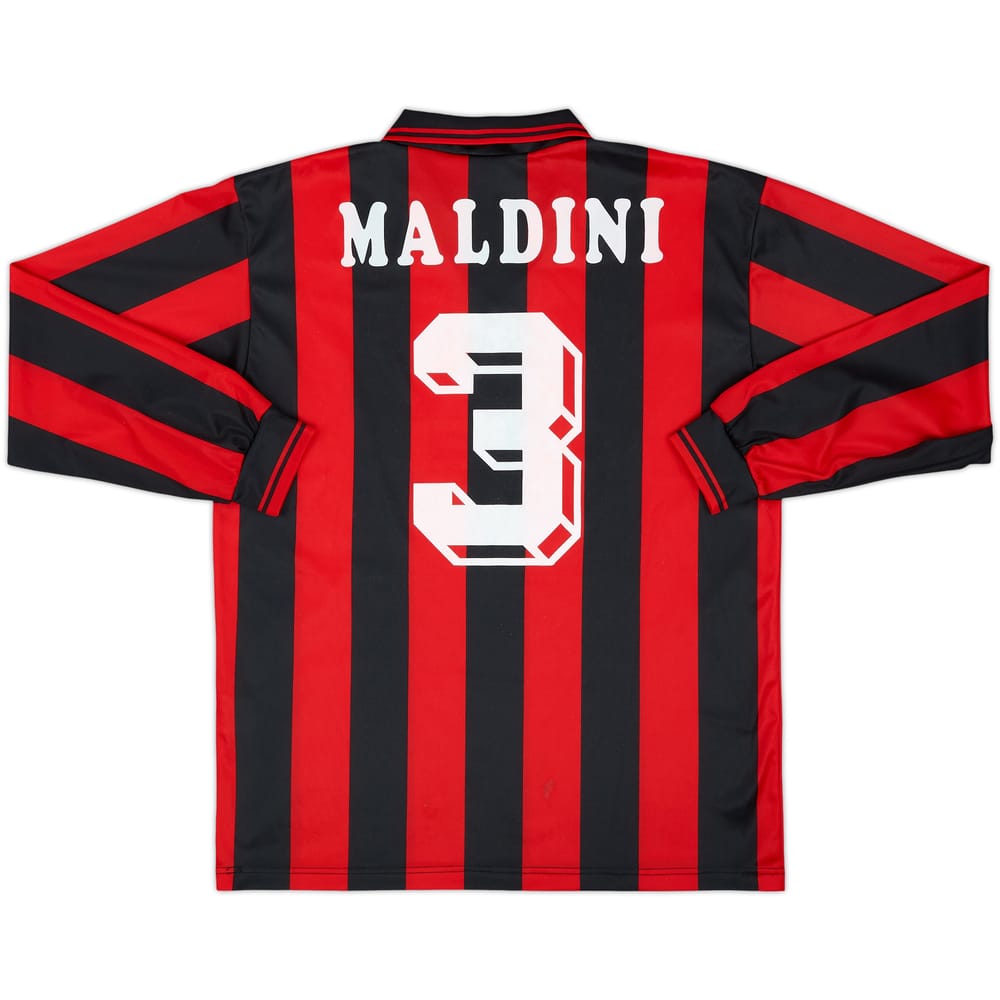 1995-96 AC Milan Home L/S Shirt Maldini #3 - 7/10 - (S)