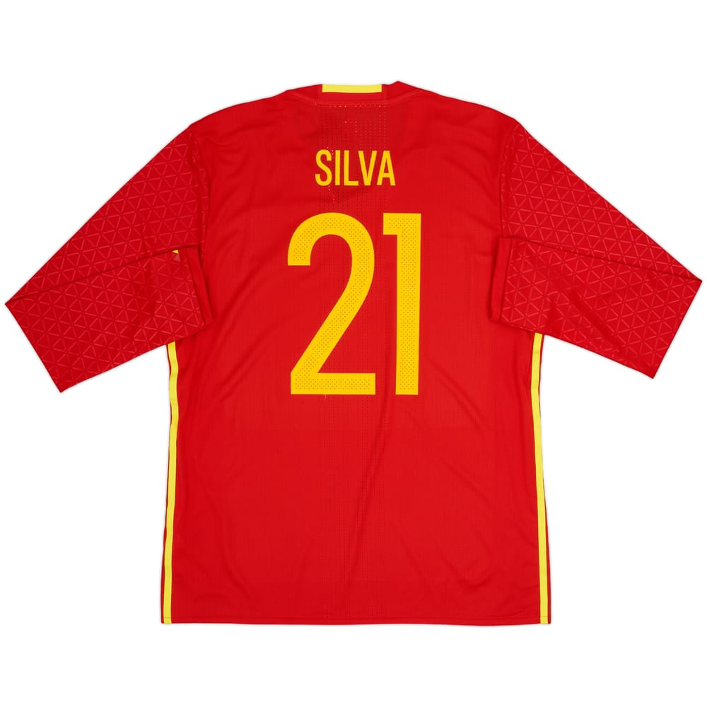 2016-17 Spain Player Issue Home L/S Shirt Silva #21 (XL)