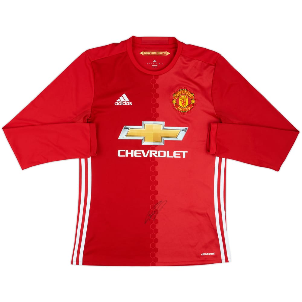 2016-17 Manchester United Signed Home L/S Shirt - 9/10 - (S)
