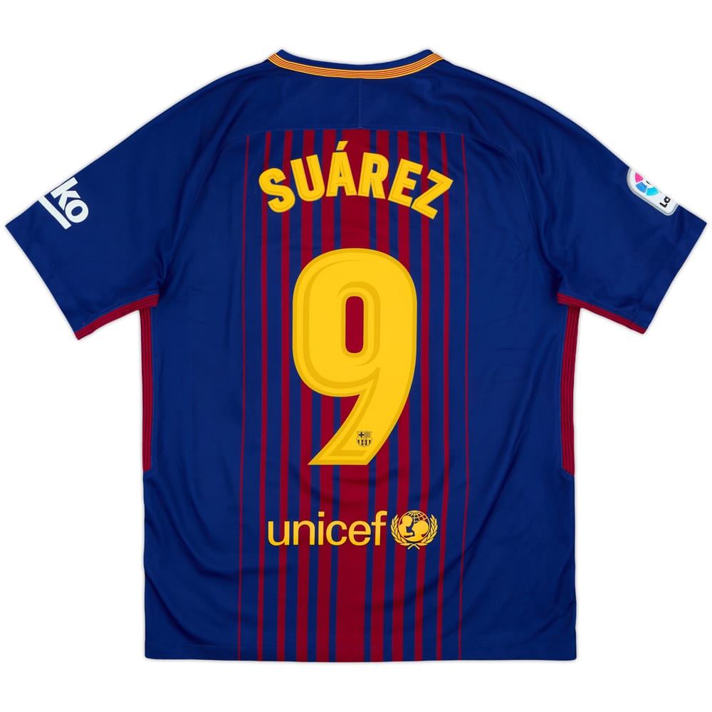 2017-18 Barcelona Home Shirt Suarez #9 - 8/10 - (M)