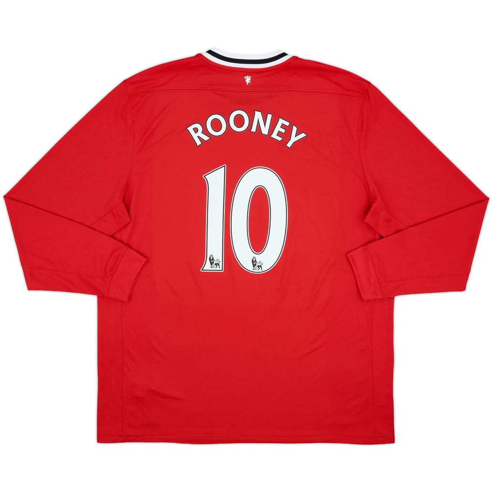2011-12 Manchester United Home L/S Shirt Rooney #10 - 8/10 - (XXL)