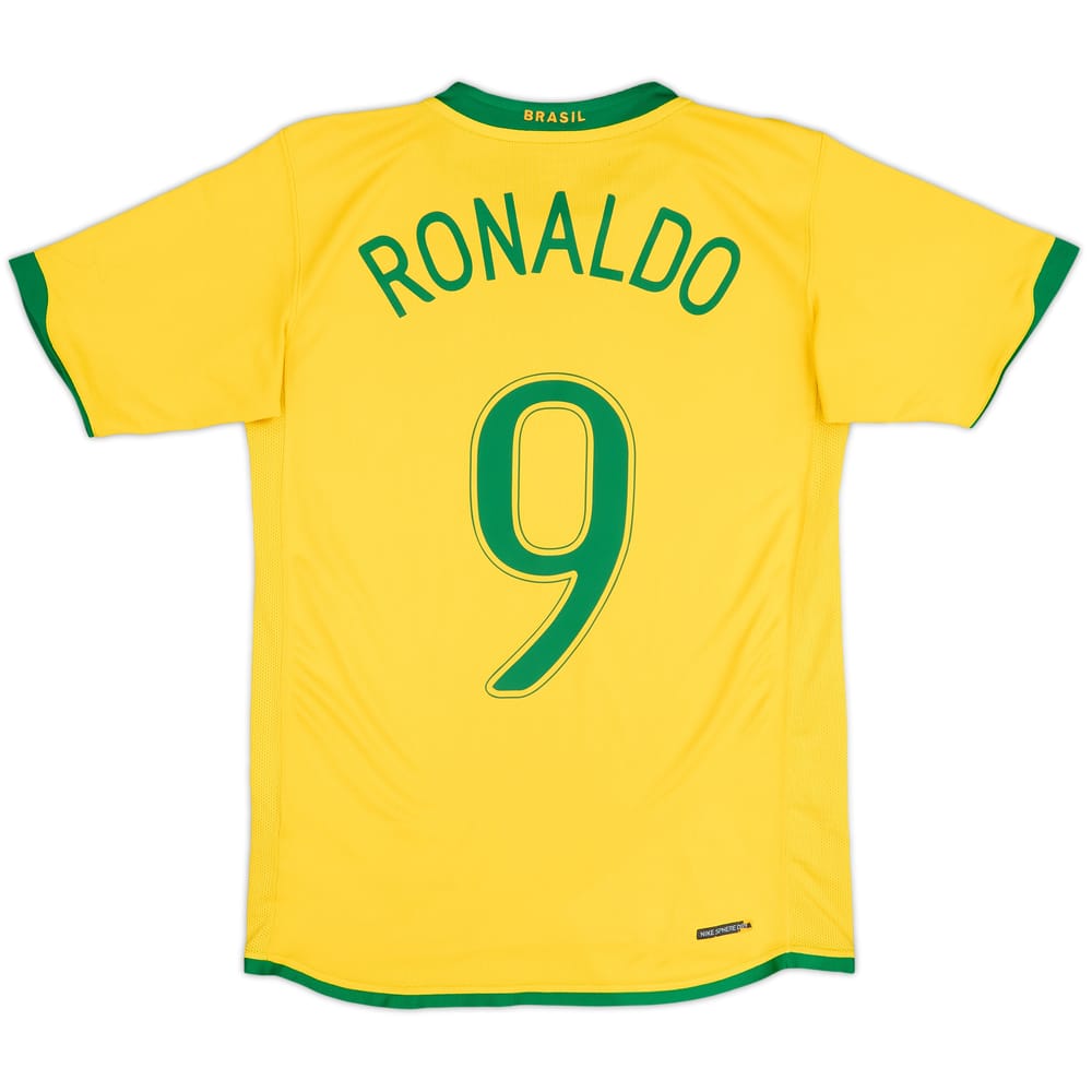 2006-08 Brazil Home Shirt Ronaldo #9 - 7/10 - (XL.Boys)