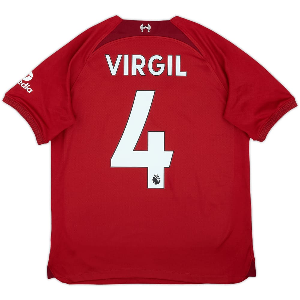 2022-23 Liverpool Home Shirt Virgil #4 - 6/10 - (XL.Boys)