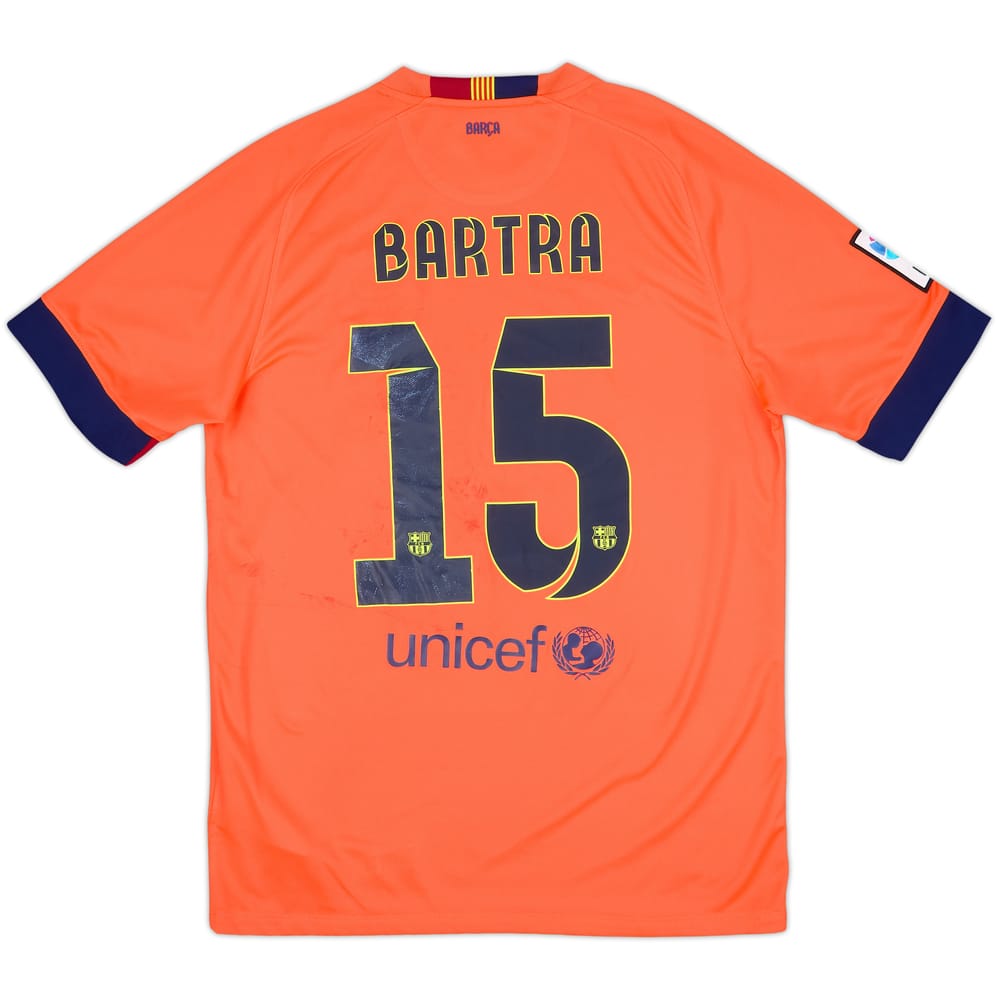 2014-15 Barcelona Away Shirt Bartra #15 - 5/10 - (M)