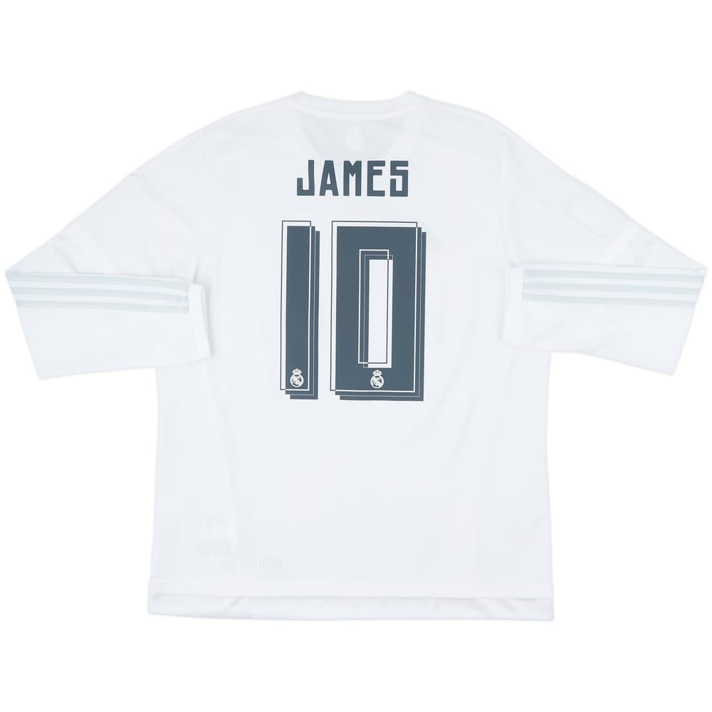 2015-16 Real Madrid Home L/S Shirt James #10 - 10/10 - (XL)