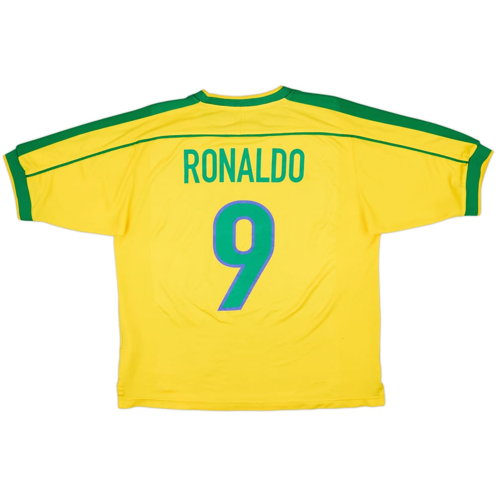 1998-00 Brazil Home Shirt Ronaldo #9 - 7/10 - (M)