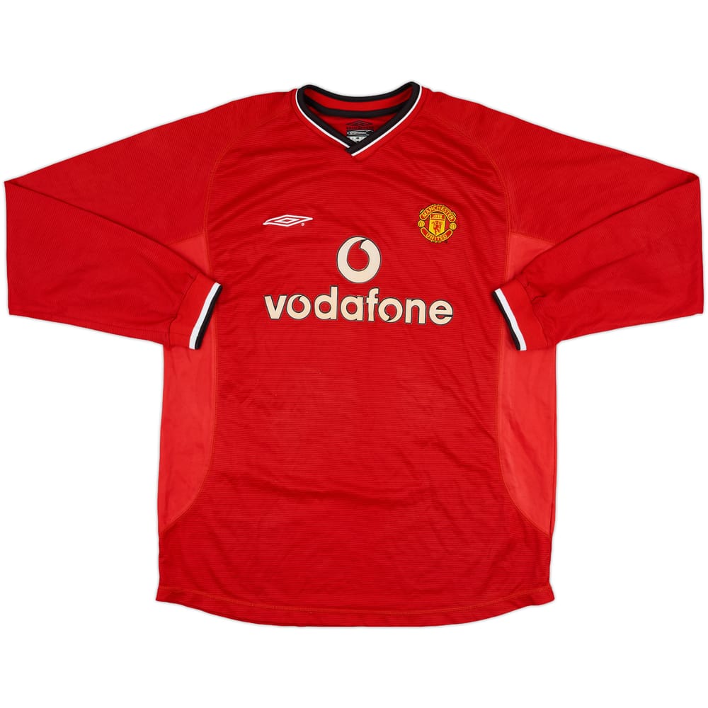 2000-02 Manchester United Home L/S Shirt - 5/10 - (XL)