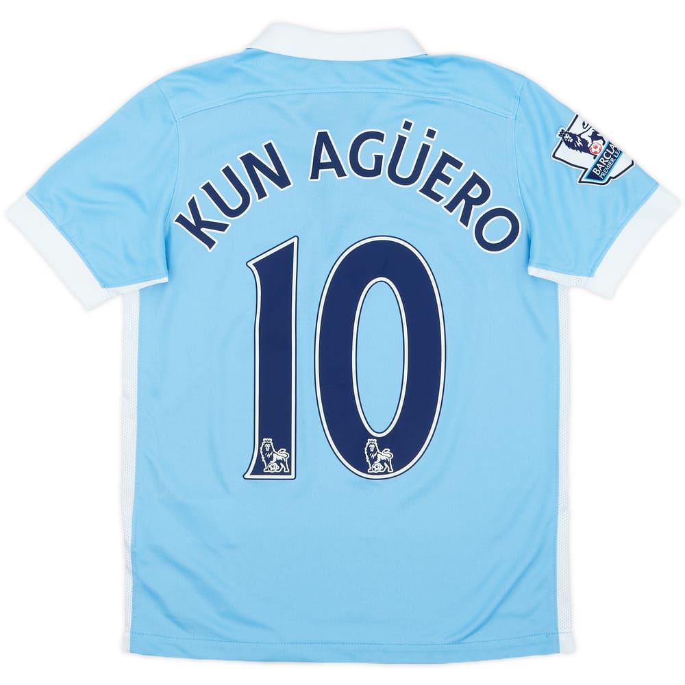 2015-16 Manchester City Home Shirt Kun Aguero #10 - 6/10 - (M.Boys)