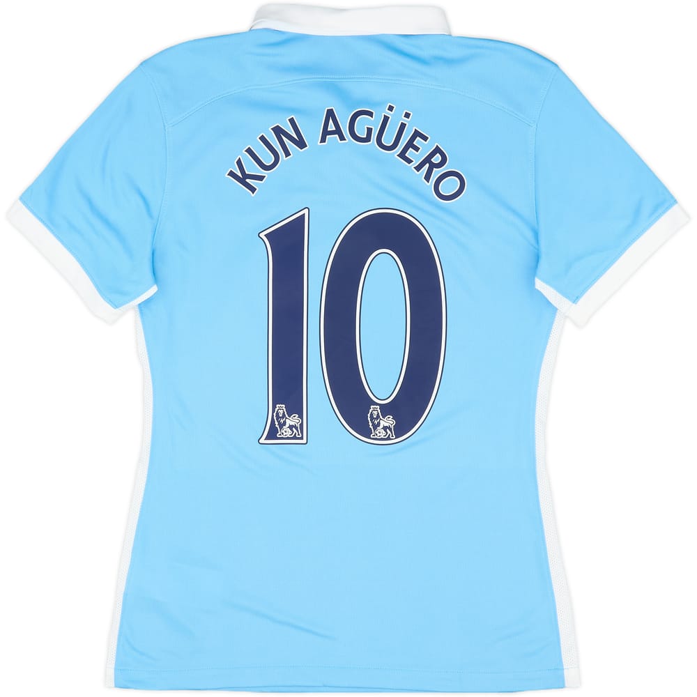 2015-16 Manchester City Home Shirt Kun Aguero #10 - 9/10 - (Women's S)