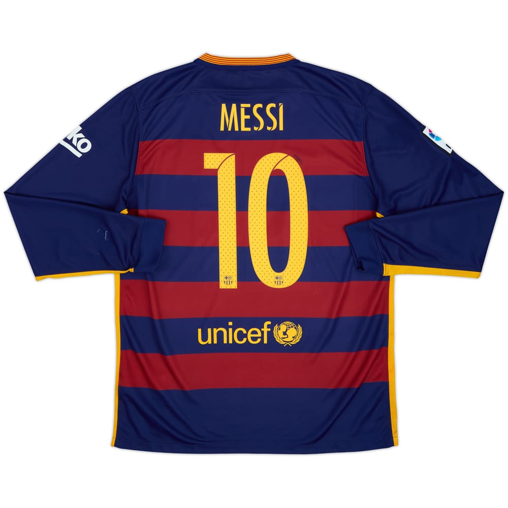 2015-16 Barcelona Local Manga Larga Camiseta Messi #10 - 8/10 - (L)