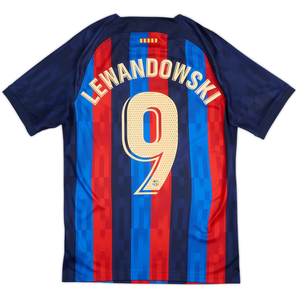 2022-23 Barcelona Home Shirt Lewandowski #9 - 9/10 - (S)