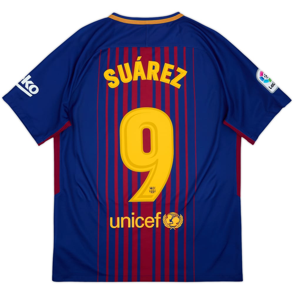 2017-18 Barcelona Home Shirt Suarez #9 - 9/10 - (M)