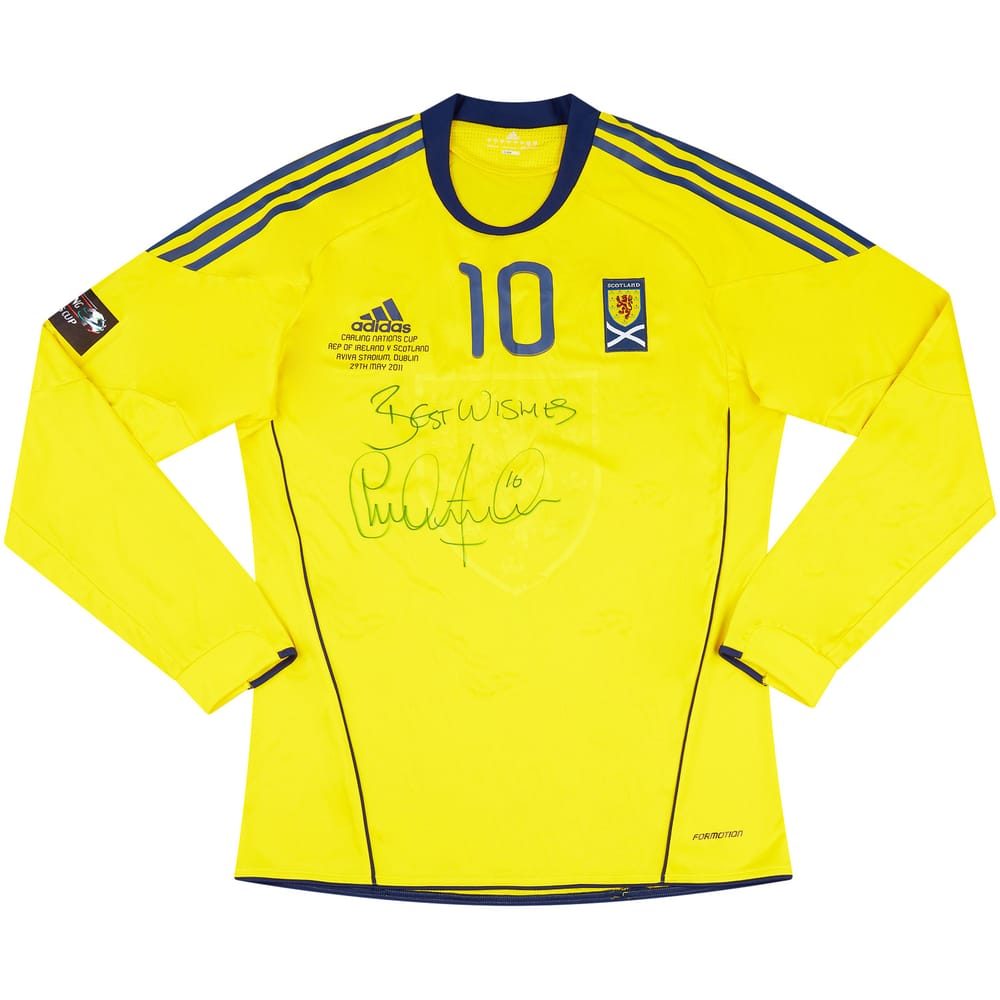 2011 Scotland Match Issue Nations Cup Signed Away L/S Shirt #10 (Adam) v Ireland
