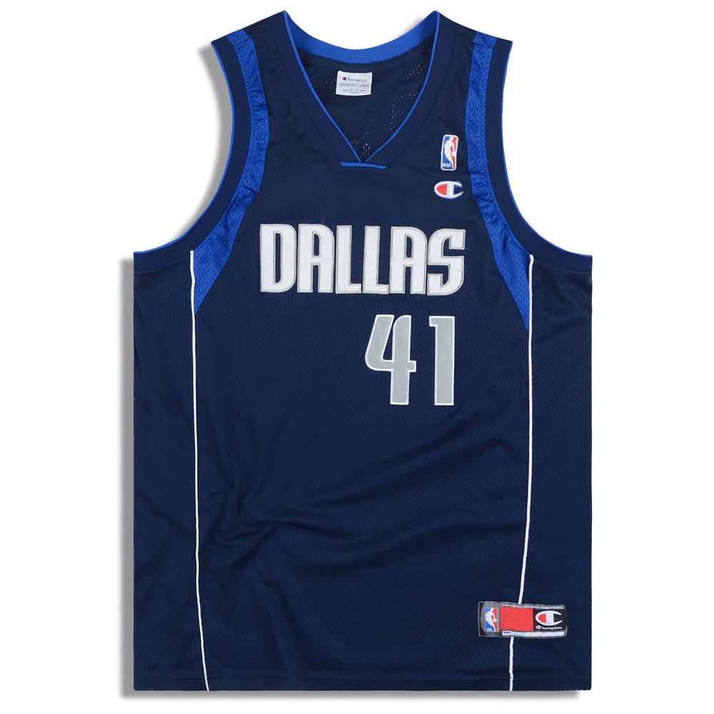 2001-10 Authentic Dallas Mavericks Nowitzki #41 Champion Jersey (Away) XL