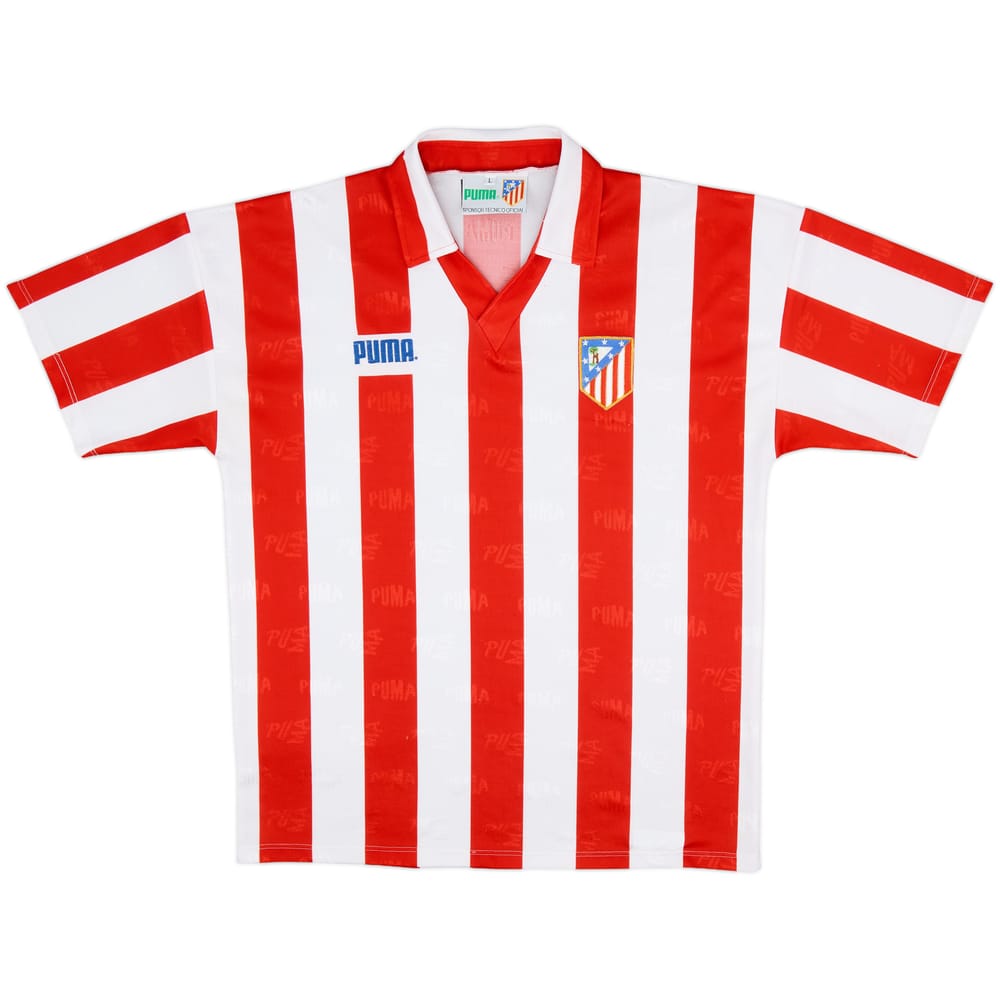1992-93 Atletico Madrid Home Shirt - 8/10 - (L)