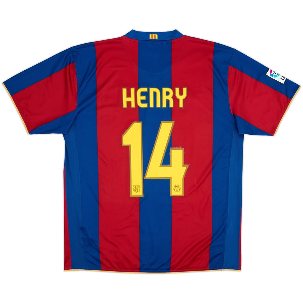 2007-08 Barcelona Home Shirt Henry #14 - 7/10 - (XL)