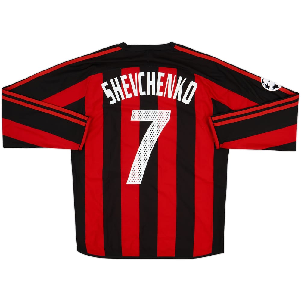 2003-04 AC Milan Player Issue Home L/S Shirt Shevchenko #7 - 7/10 - (S)