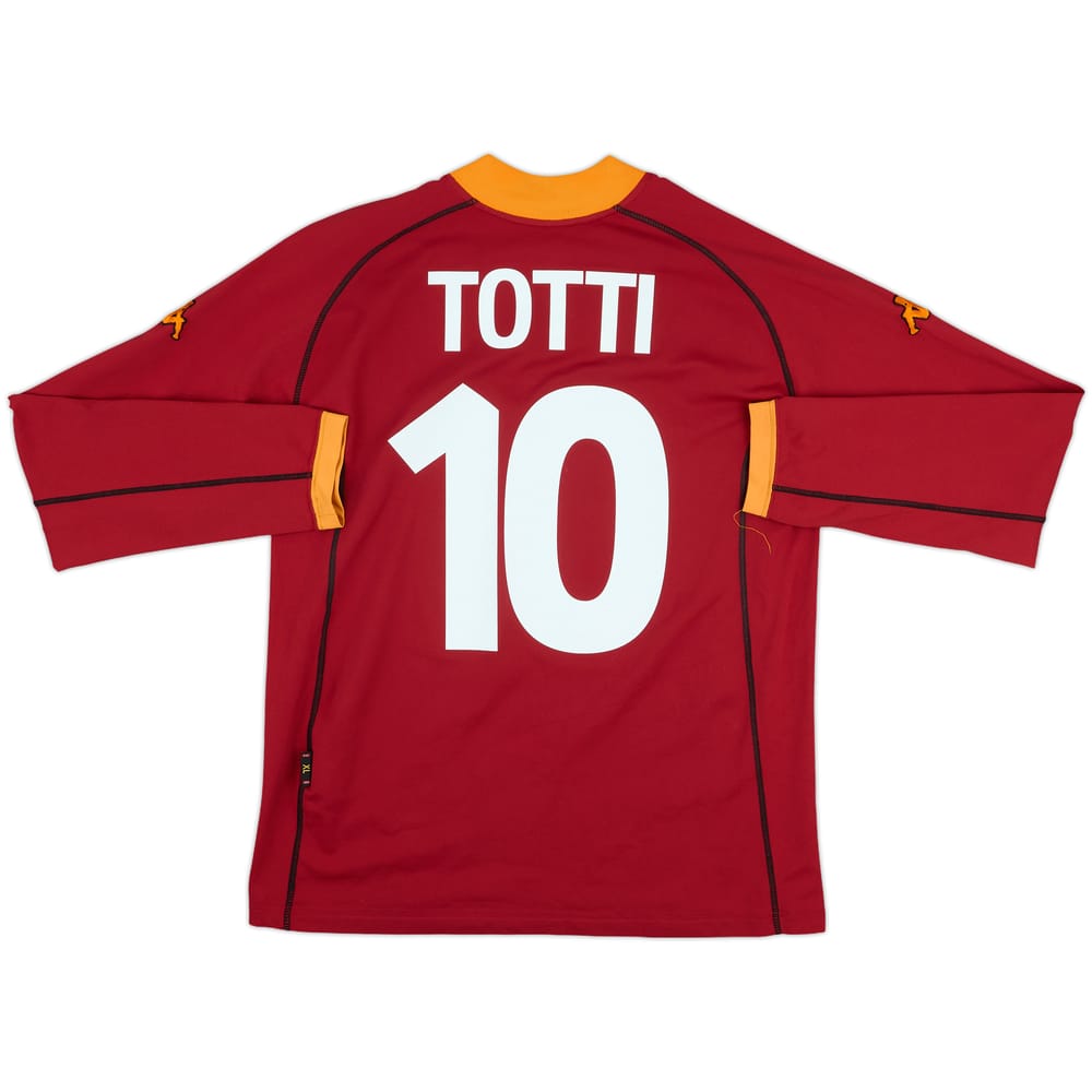 2001-02 Roma Home L/S Shirt Totti #10 - 7/10 - (XL)