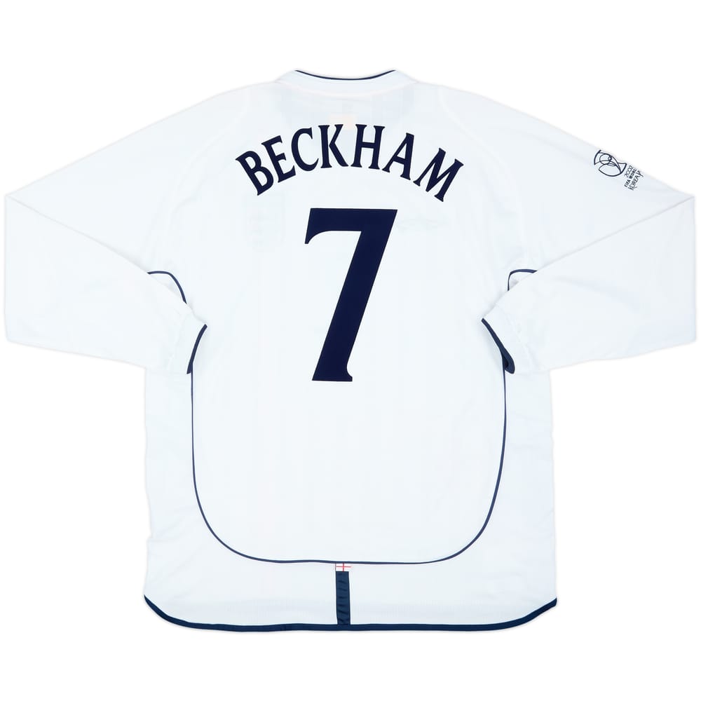 2001-03 England Home L/S Shirt Beckham #7 - 7/10 - (XL)