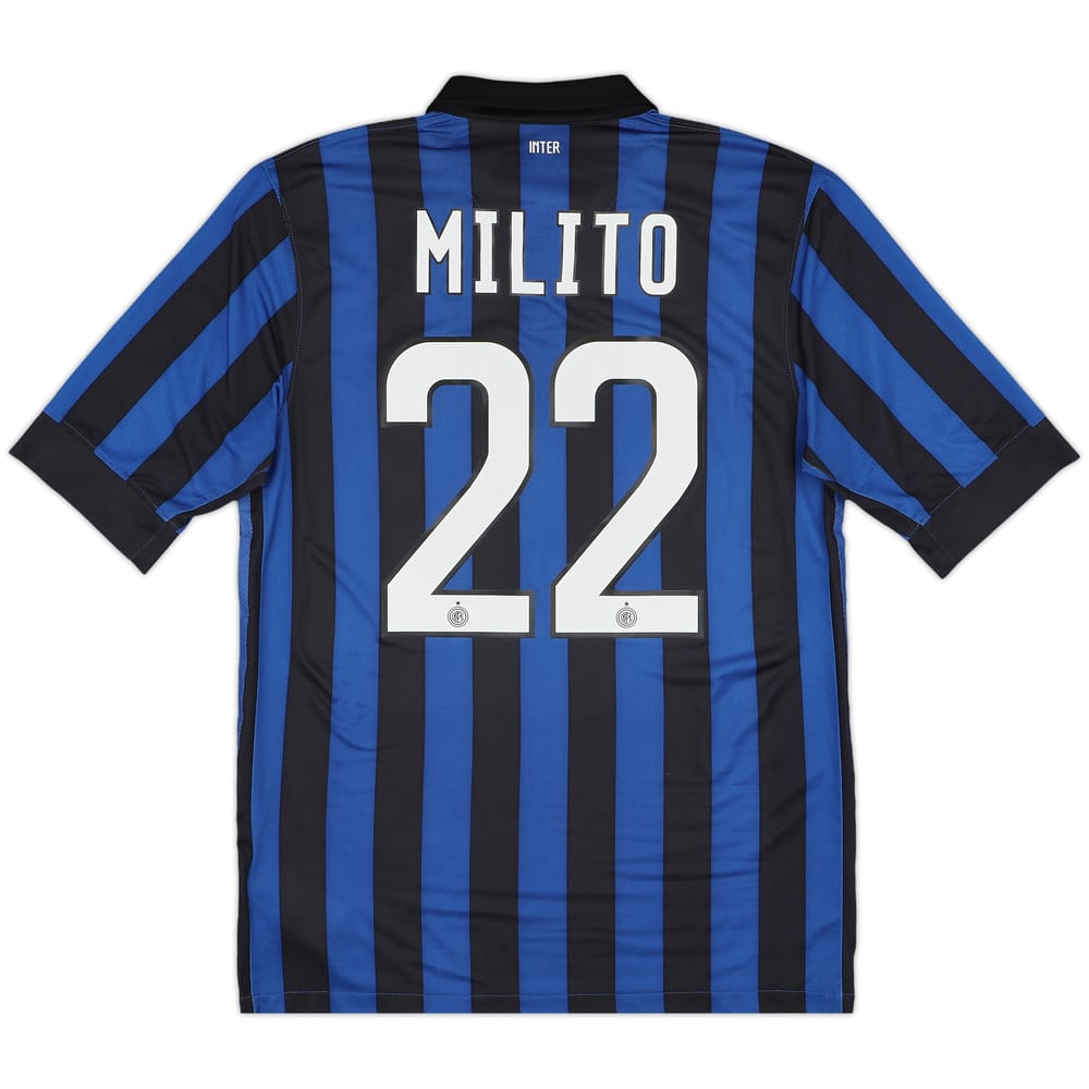 2011-12 Inter Milan Home Shirt Milito #22 - 7/10 - (M)
