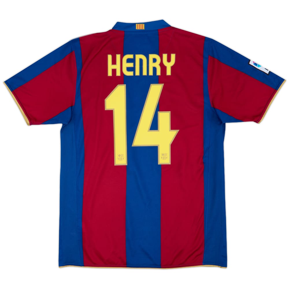 2007-08 Barcelona Home Shirt Henry #14 - 8/10 - (M)
