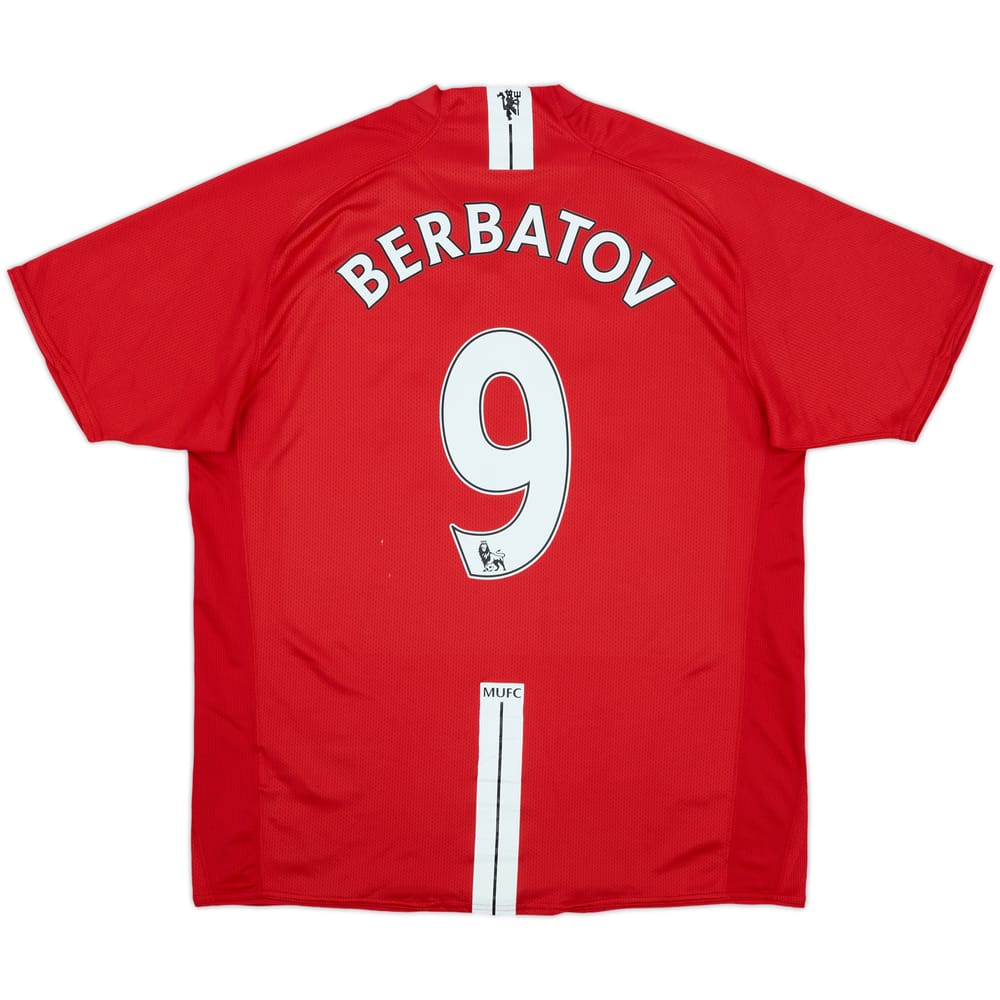 2007-09 Manchester United Home Shirt Berbatov #9 - 9/10 - (L)