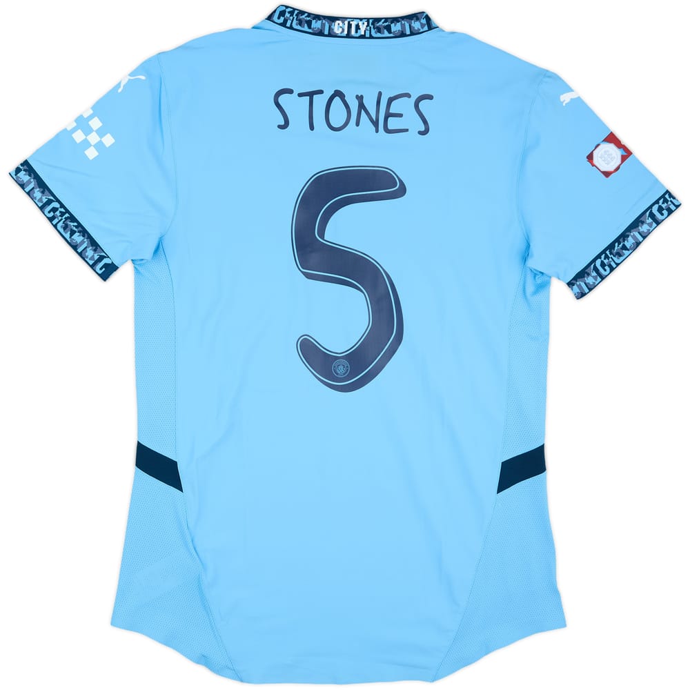 2024-25 Manchester City Match Issue Community Shield Home Shirt Stones #5
