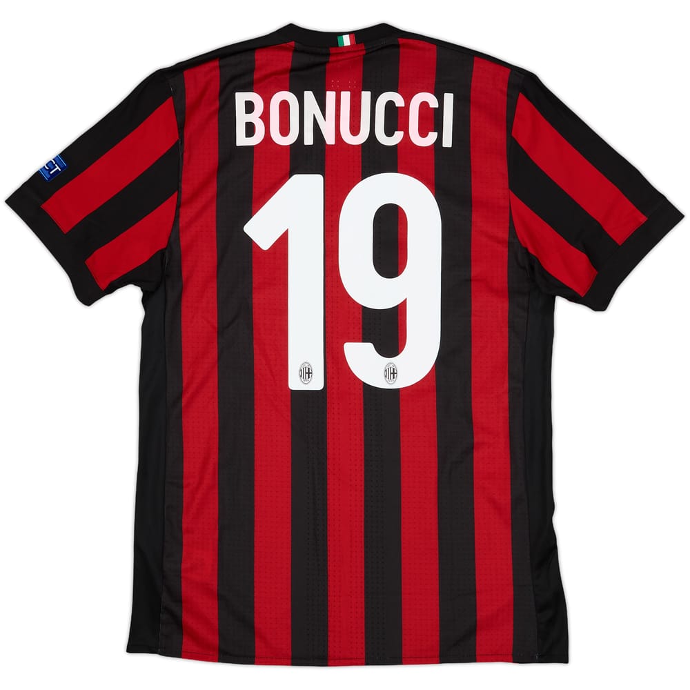 2017-18 AC Milan Authentic Home Shirt Bonucci #19 - 9/10 - (L)