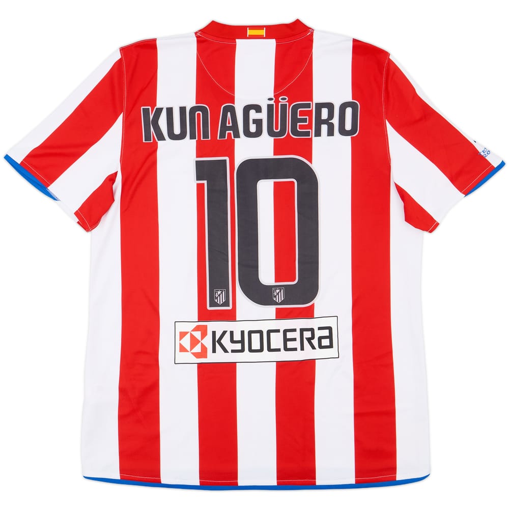2008-09 Atletico Madrid Home Shirt Kun Aguero #10 - 8/10 - (L)