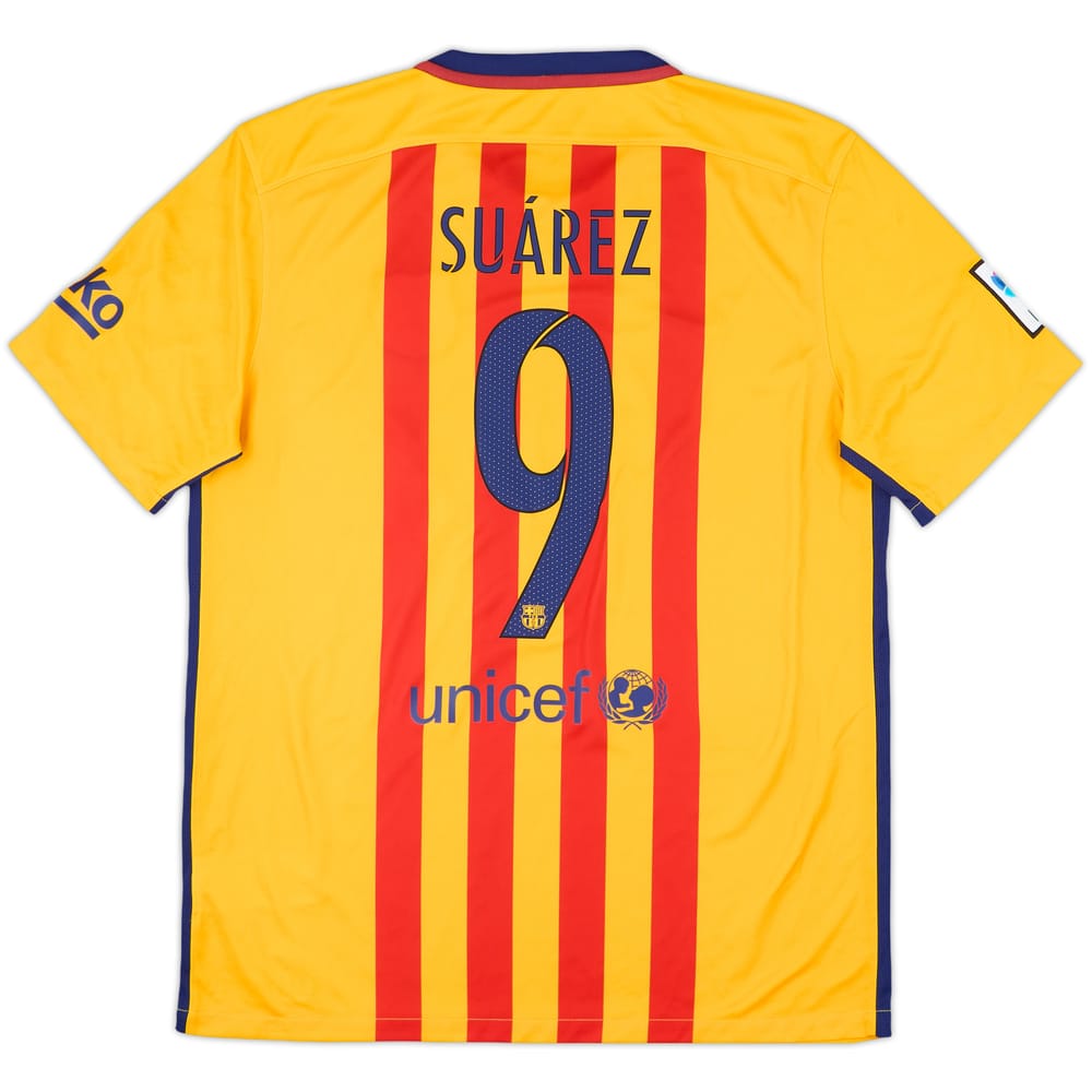 2015-16 Barcelona Away Shirt Suarez #9 - 9/10 - (L)