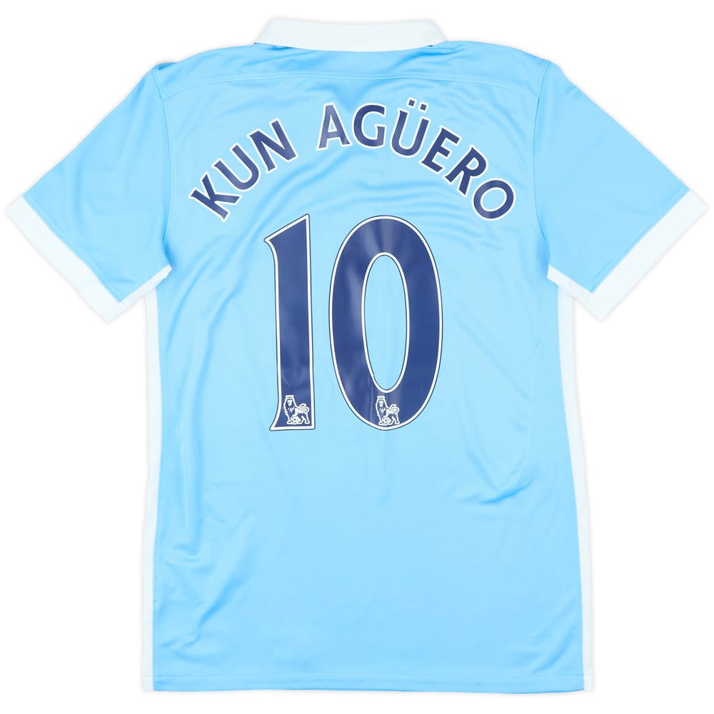 2015-16 Manchester City Home Shirt Kun Aguero #10 - 7/10 - (S)