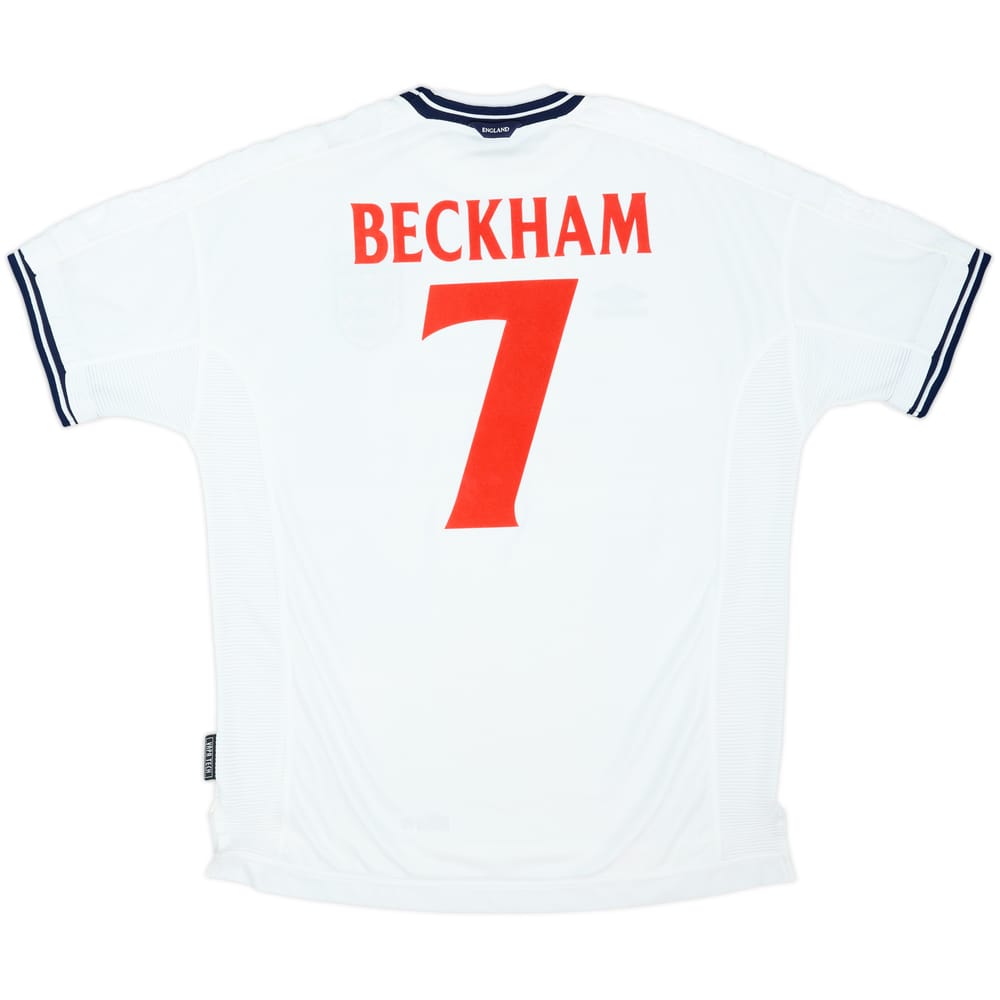 1999-01 England Home Shirt Beckham #7 - 8/10 - (XL)