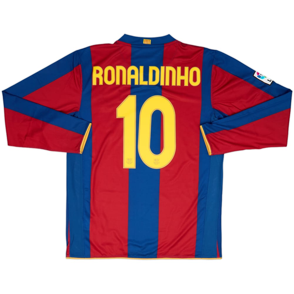 2007-08 Barcelona Home L/S Shirt Ronaldinho #10 (L)