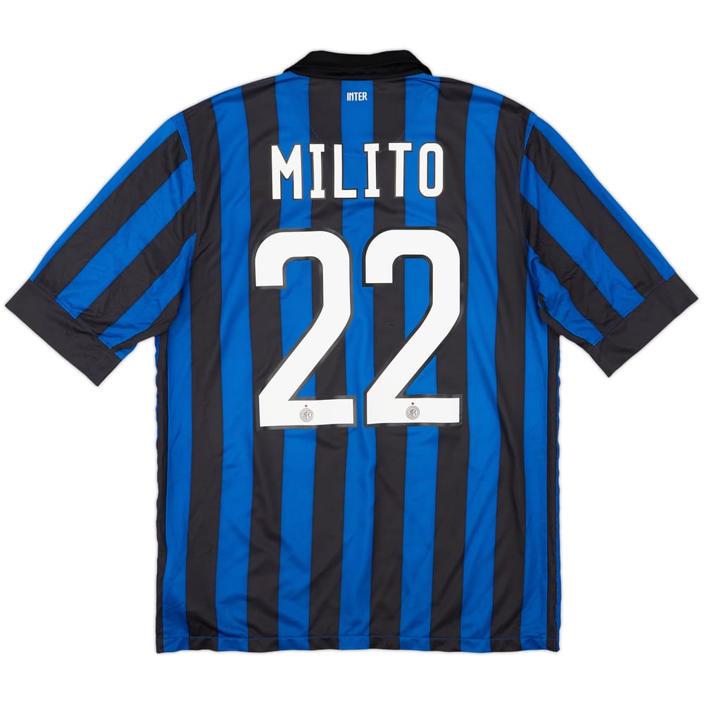 2011-12 Inter Milan Home Shirt Milito #22 - 8/10 - (M)