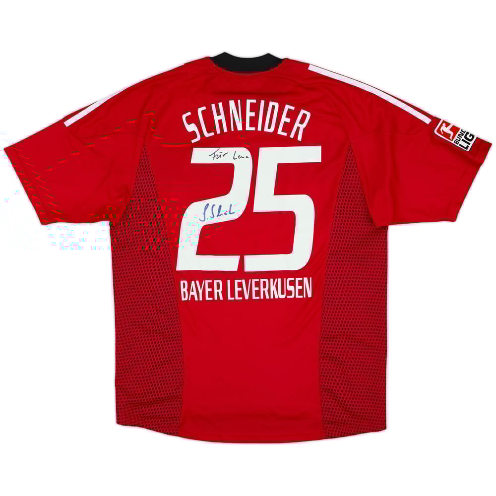 2002-04 Bayer Leverkusen Signed Home Shirt Schneider #25 - 7/10 - (M)
