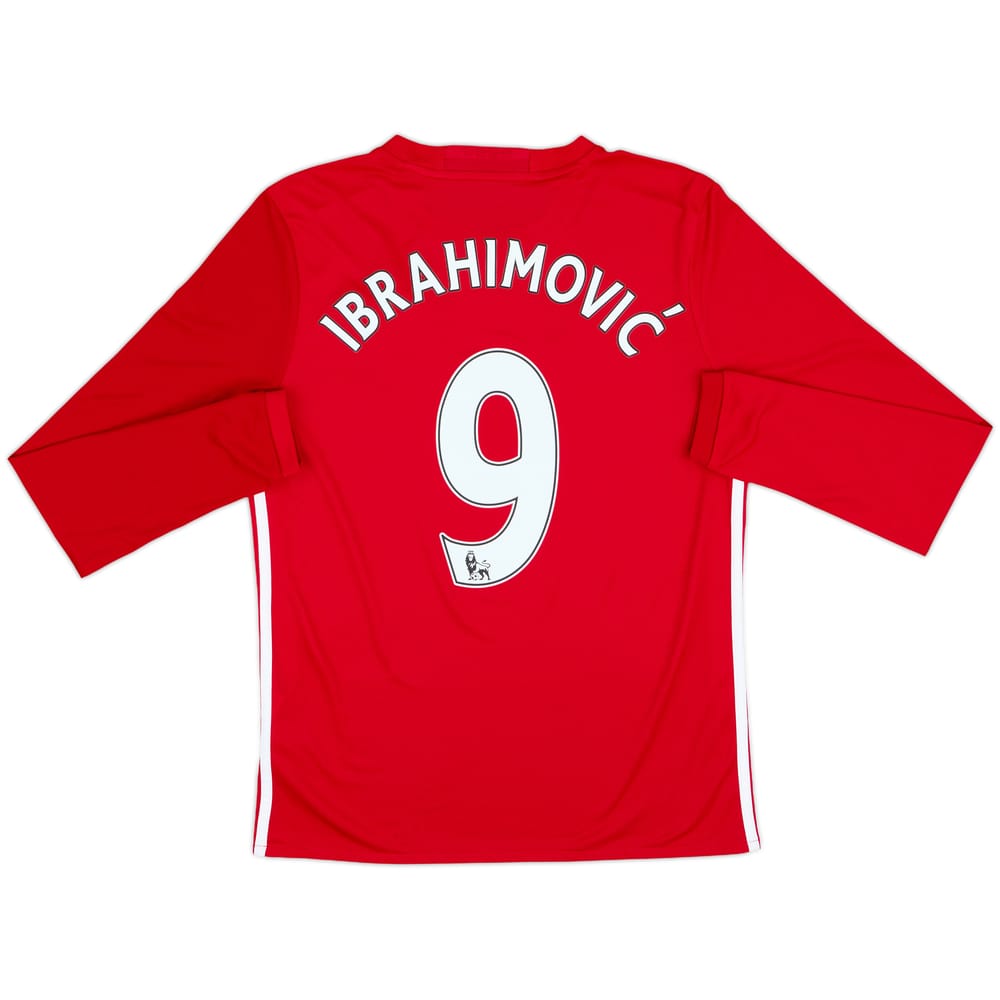 2016-17 Manchester United Home L/S Shirt Ibrahimovic #9 - 8/10 - (XL.Boys)