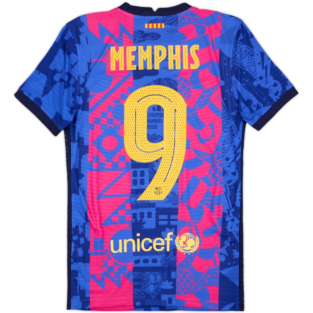 2021-22 Barcelona Authentic Third Shirt Memphis #9 - 10/10 - (XS)