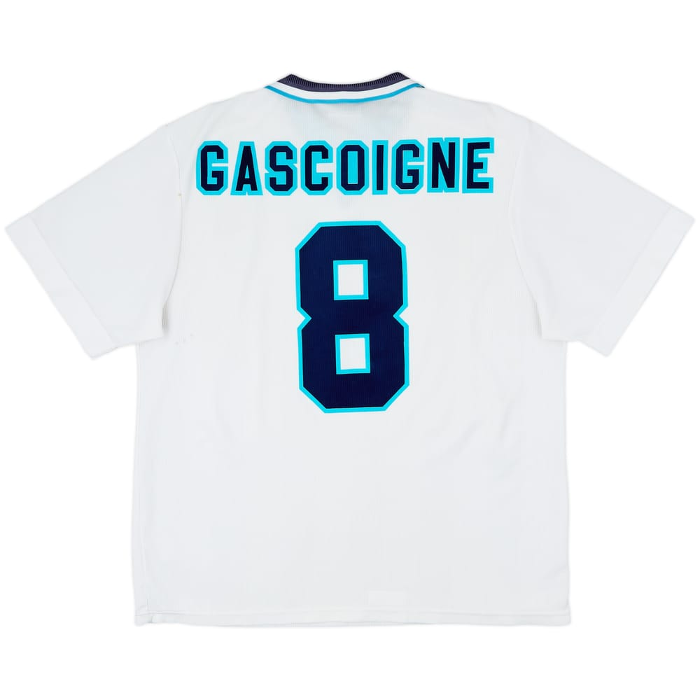 1995-97 England Home Shirt Gascoigne #8 - 7/10 - (XXL)