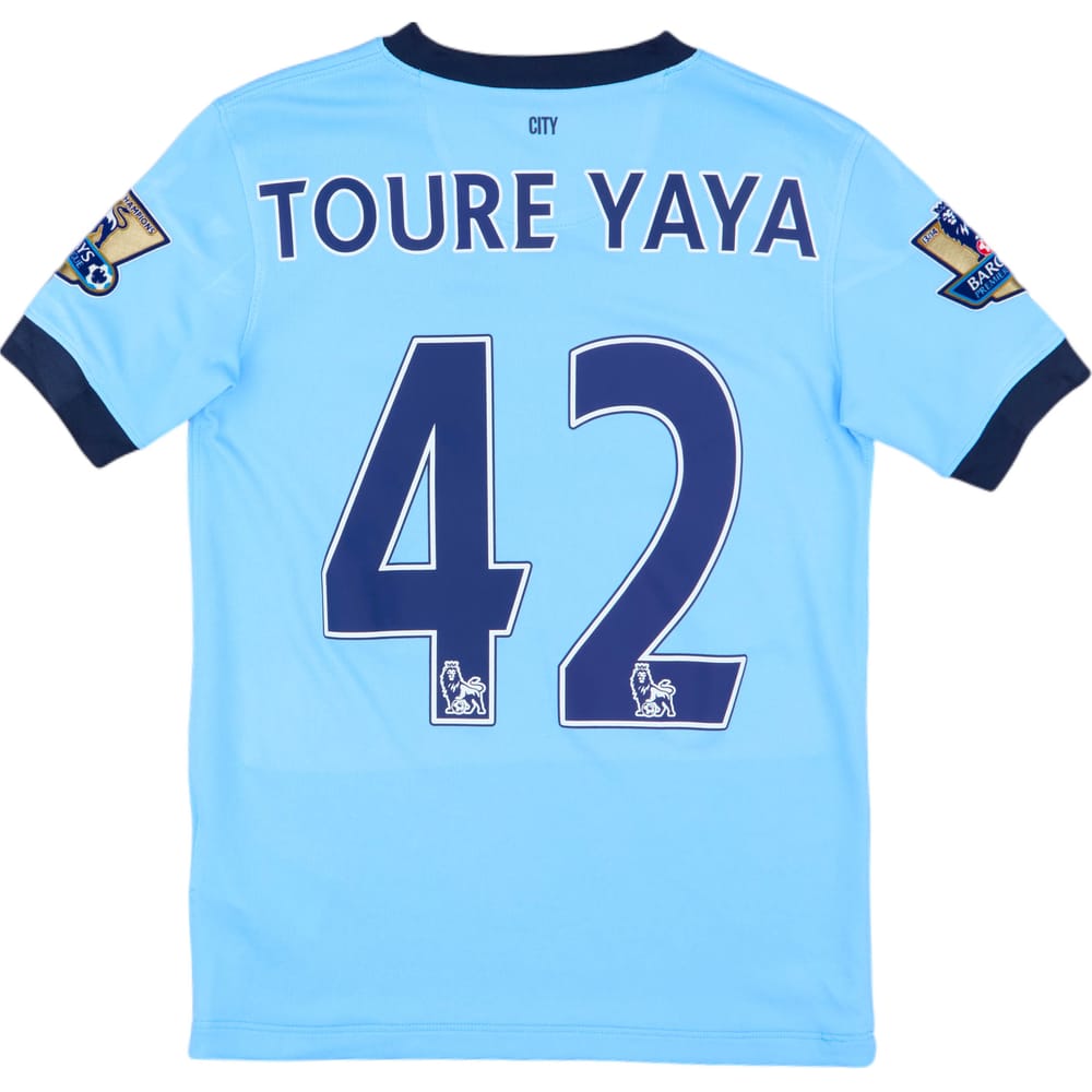 2014-15 Manchester City Home Shirt Toure Yaya #42 - 8/10 - (M.Boys)